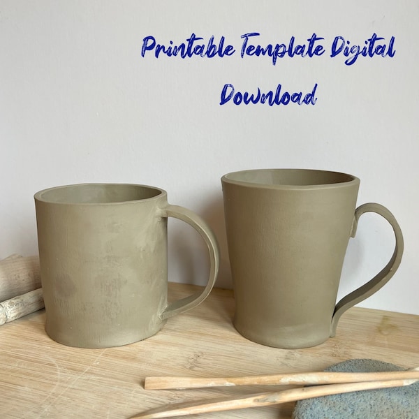 Pottery Mug Template Printable Digital Download | Ceramic Mug Template | Clay Mug Template | Slab Built Mug Template