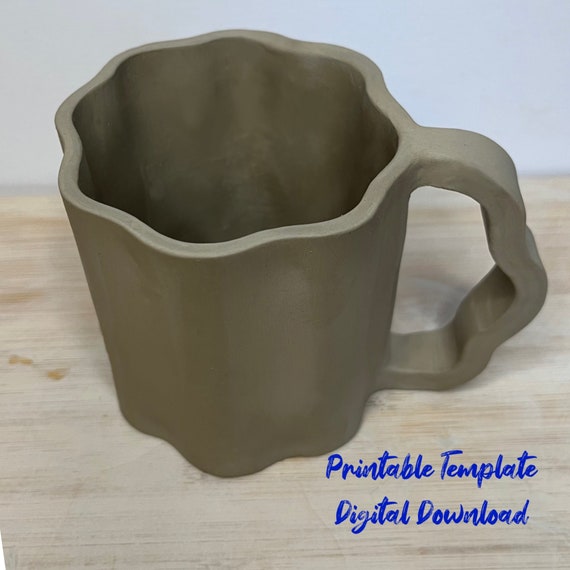 Pottery Wavy Mug Template | Slab Built Clay Mug (Digital Download)