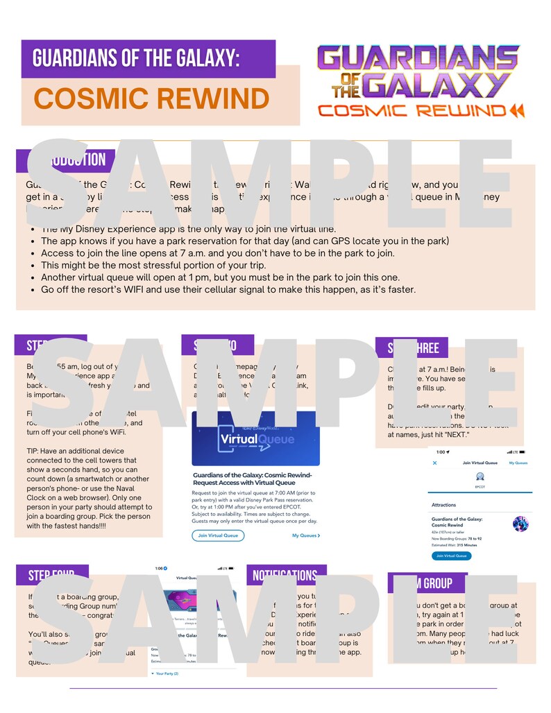 WDW Virtual Queue Steps PDF Digital Download Etsy