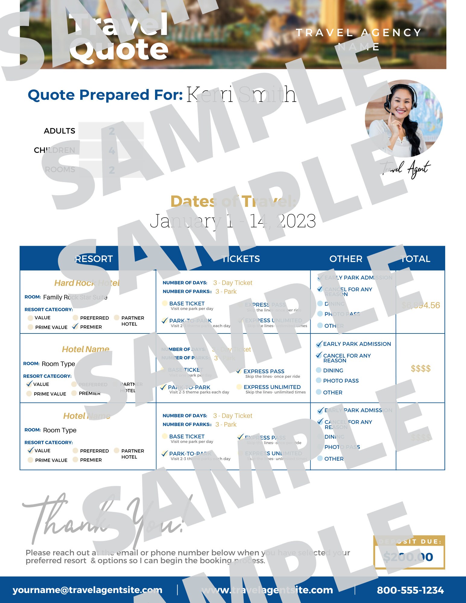 Travel Agent Quote Form UOR Canva Template Etsy