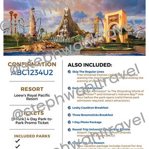 Universal Orlando Travel Agent Confirmation Pages for Clients- Canva Template, Epic Universe & New Resorts Included