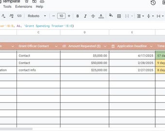 Grant Application and Budgeting Tracking Template