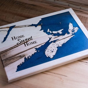 PANNEAU CTIER ÉPOXY, planche de service, décoration de cabine en résine, cabane au bord du lac, cadeau pour couple, cadeau pour parents, cadeau pour maman, décoration de chalet, carte du littoral