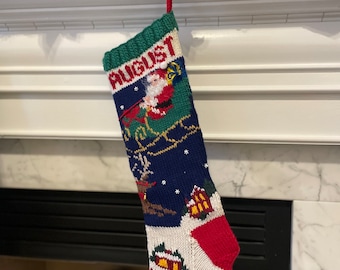 Hand Knit Stocking  || Sleigh Ride ~ Two-sided design