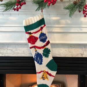 Hand Knit Stocking  || Christmas Ornaments ~ Two-sided design