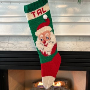 Hand Knit Stocking || Santa&#39;s Face