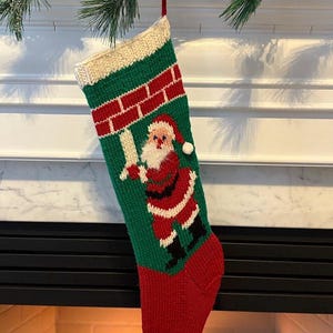 Hand Knit Stocking  || Santa Hanging Stockings ~ Two-sided design