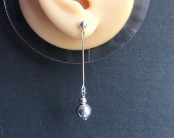 925 Silver Long Elegant Dropper Earrings Ball Beads Handmade Unique Recycled Beaded Vintage Style