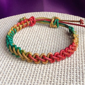 Multi Coloured Leather Friendship Bracelet Woven Macrame Stacker Handmade Unisex Adjustable