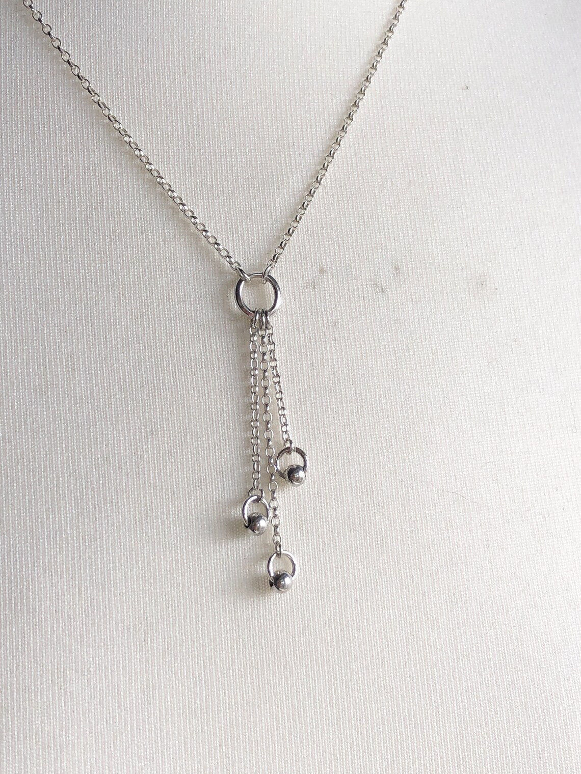 Solid Silver Lariat style Necklace Handmade Recycled Unique Etsy
