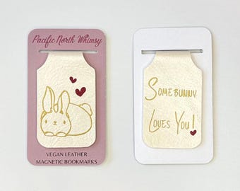 Vegan Leather Bunny Magnetic Bookmark - Eco-Friendly Easter Gift for Book Lovers