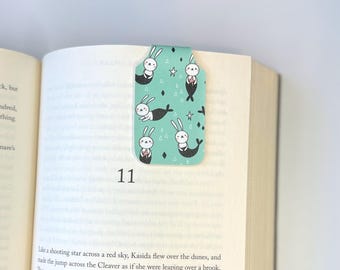 Mermaid Bunny Vegan Leather Magnetic Bookmark - Easter Gift Idea