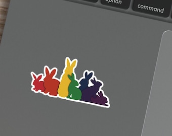 Adorable Rainbow Bunny Sticker, LGBTQ+ Pride Gift, Water Resistant and Scratch Proof