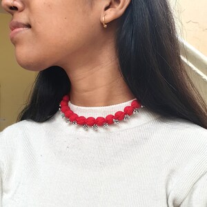 Beaded Fabric and Cotton thread choker image 3