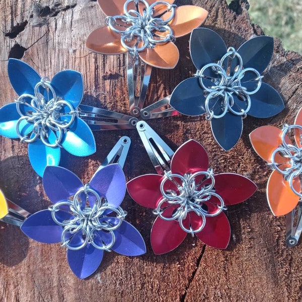 Scale flower hair barrette