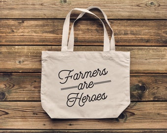 Farmers Are Heroes Oversized Tote Bag | Shopping Bag | Tote Bag | Reusable Tote Bag | Funny Tote Bag | Various Print Colors