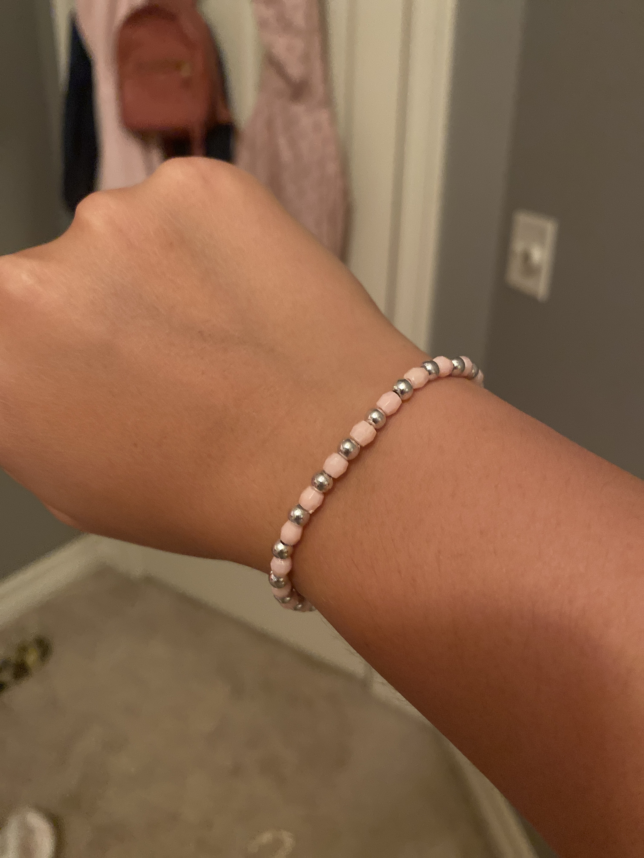 Silver and on sale pink bracelet