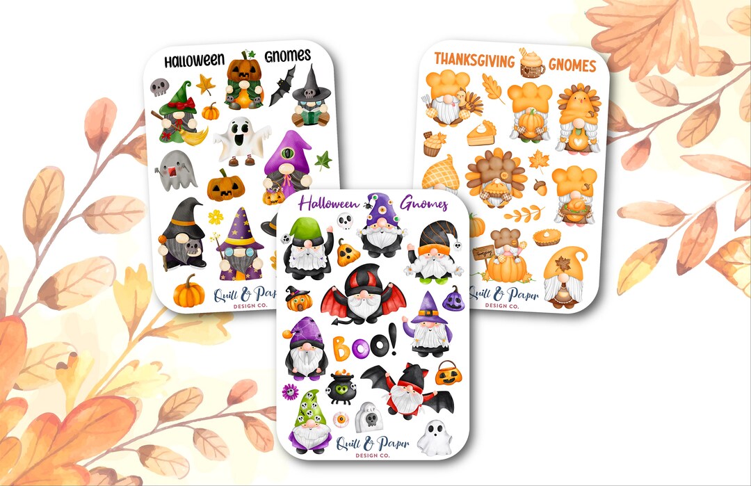 Halloween Gnome Sticker Sheets: Fall Planner Stickers - Etsy