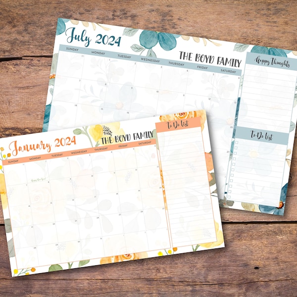 Desk Calendar 2025 Custom Etsy Flower Desk Calendar 2025