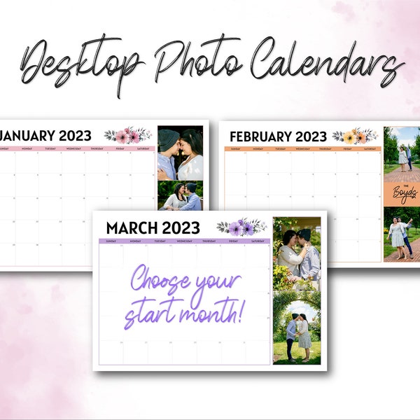 2024 Photo desk calendar, Calendar with photos, Personalized family calendar, 2024 photo desktop calendar, Large photo calendar for 2024