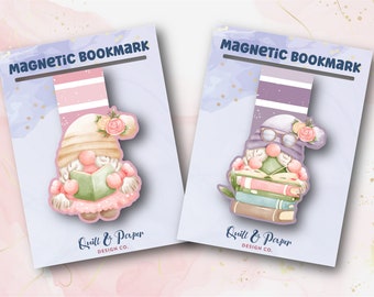Book gnome magnetic bookmarks, Cute gnome bookmark, Gift for booklover, Gnome reading accessory, Colorful book page marker, Bookish gift