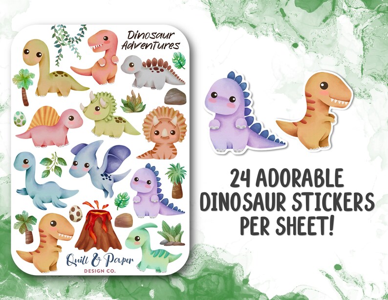 Dinosaurs Sticker Sheet Kawaii Dinosaur Stickers Fantasy - Etsy