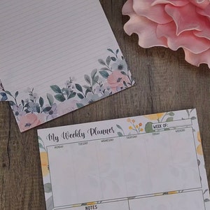Floral Weekly Planner Desk Pad: Custom Notepad (11x17 or 8.5x11) - Etsy