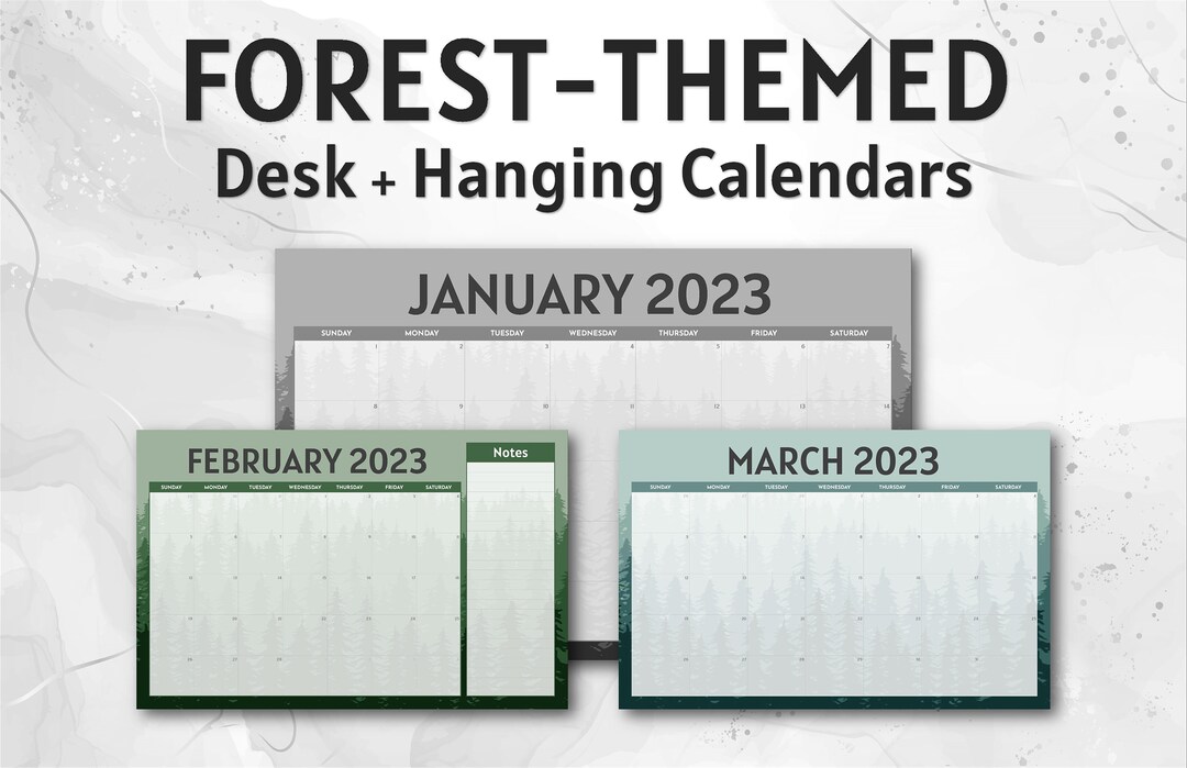 Forest Calendar 2023 2024 Nature Wall Calendar 11x17 Desk Etsy