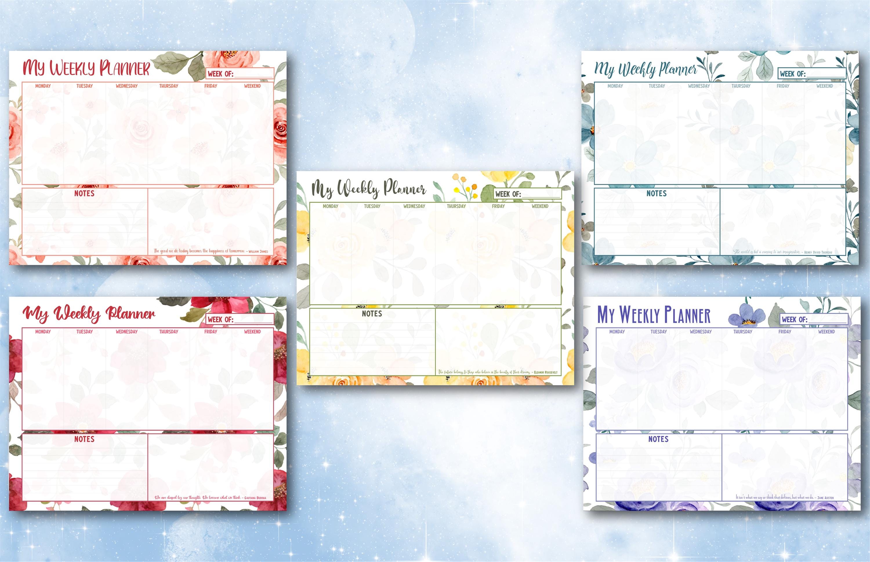 Floral Weekly Planner Desk Pad: Custom Notepad (11x17 or 8.5x11) - Etsy