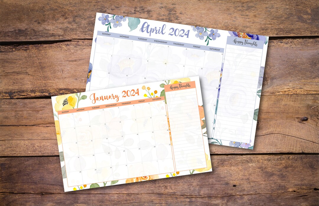 Colorful Floral Calendar 20242025, Large Floral Desk Calendar, 11x17 Desktop Calendar, Desk