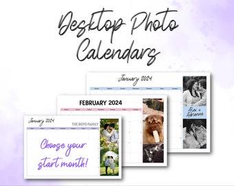 Colorful photo desk calendar 2024, Personalized family calendar with photos, 2024 desktop calendar, 11x17 calendar, Photo calendar for 2024