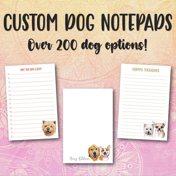 Custom dog face notepad, Dog stationery set, 3x5 notepad, 4x6 notepad, 5x7 notepad, Customized dog gift, Gift for dog lover, Dog gift set