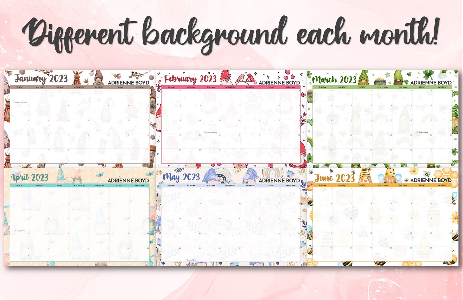 Custom Gnome Calendar 2023 Large Gnome Desk Calendar Etsy