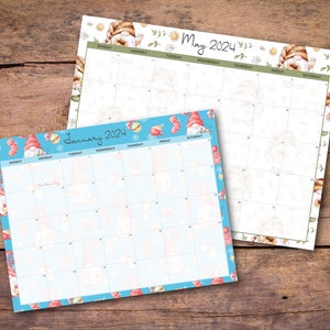 Gnome desk calendar 2024-2025, Cute 8.5x11 calendar, Small calendar for fridge, Cute gnome calendar 2025, Small desk calendar with gnomes