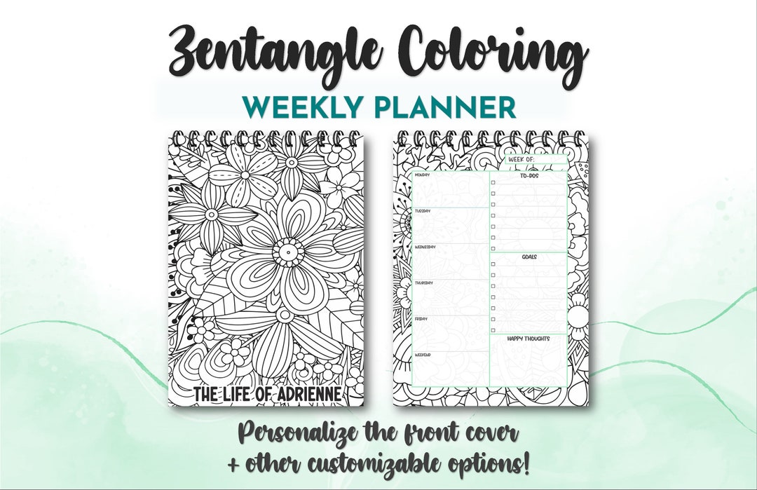 A5 Zentangle Coloring Book Planner, Undated Weekly Planner, Custom 2025 Planner, Zentangle