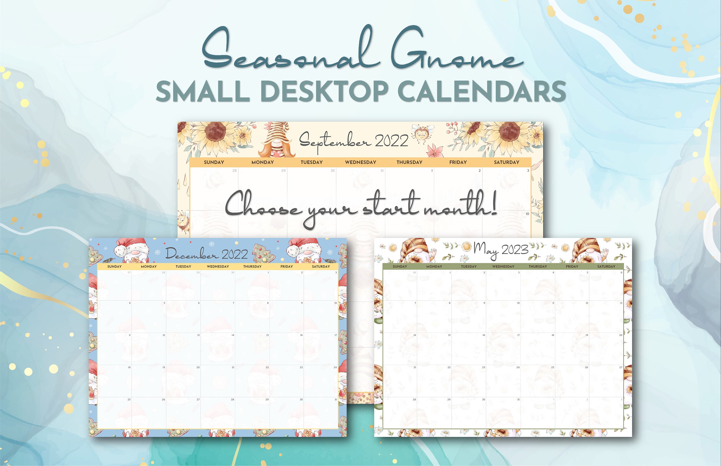 Gnome Desktop Calendar 2023 Cute 8.5 X 11 Calendar 2023 Etsy