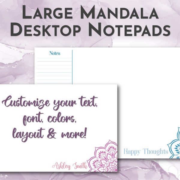 Mandala desk notepad, Artist notepad custom, Large custom notepad, 11x17 notepad, 8.5x11 notepad, Large doodle notepad, Desktop notepad