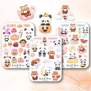 Kawaii Panda Stickers: Summer, Halloween, Little Pandas