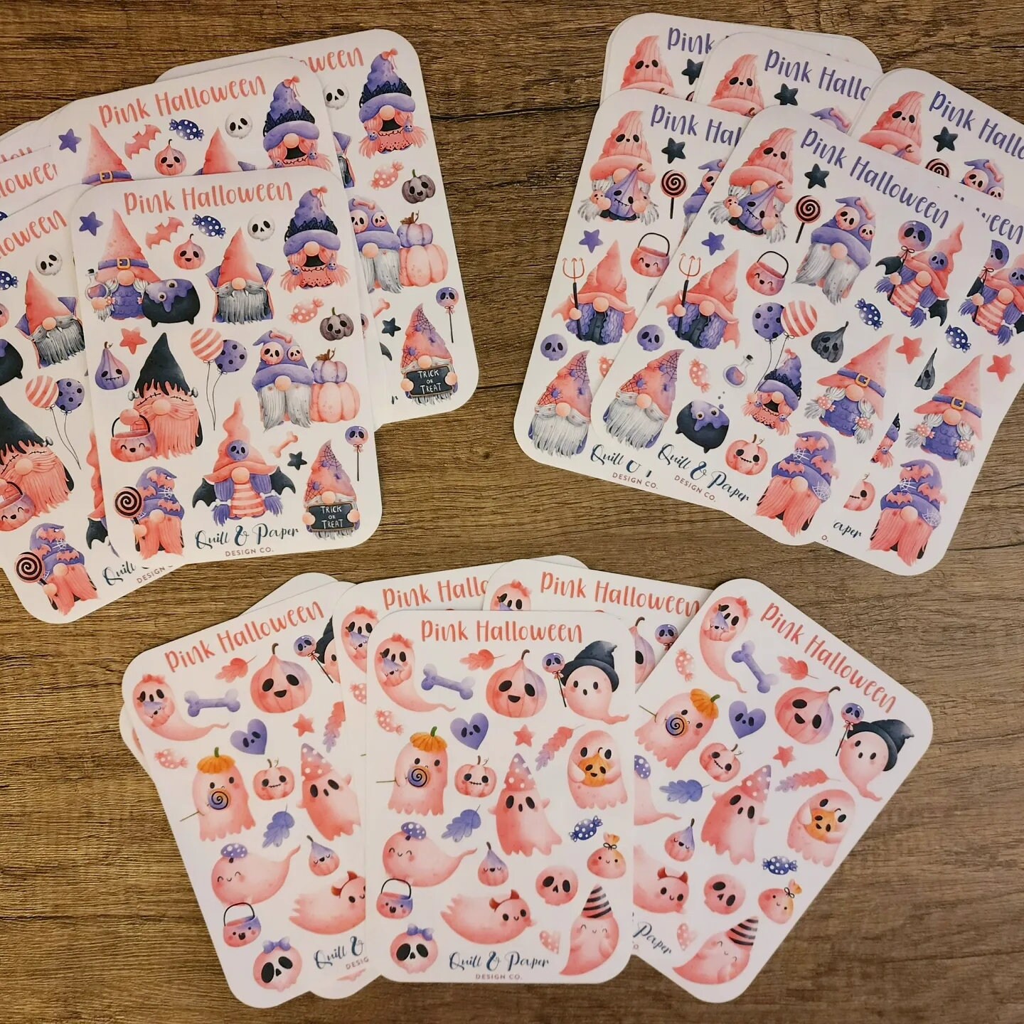 Pink Halloween Sticker Sheets Halloween Gnome Sticker Sets Etsy
