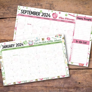 Teacher calendar 2024-2025, Personalized calendar for school, Large desk calendar 2024, Academic year calendar, Hanging calendar for teacher