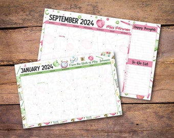 Teacher calendar 2024-2025, Personalized calendar for school, Large desk calendar 2024, Academic year calendar, Hanging calendar for teacher