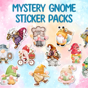 Mystery gnome sticker packs, Gnome planner sticker, Surprise pack stickers, Kawaii stickers, Gnome sticker bundle, Vinyl decals, Grab bag