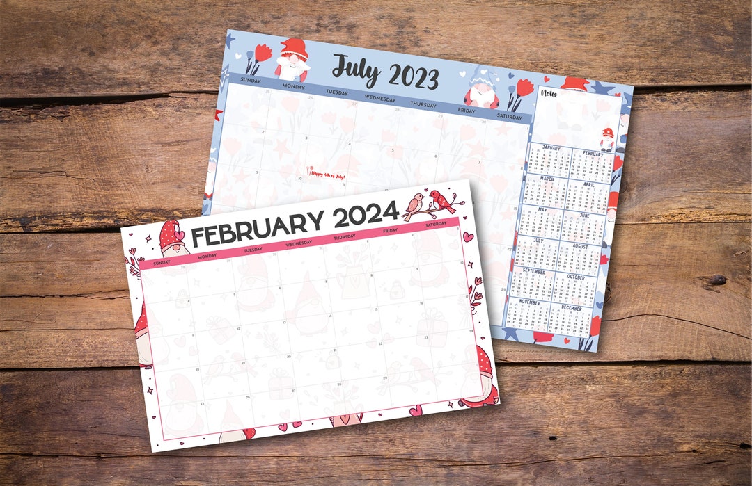 Gnome Calendar 20232024 Large Gnome Desk Calendar Desk Etsy
