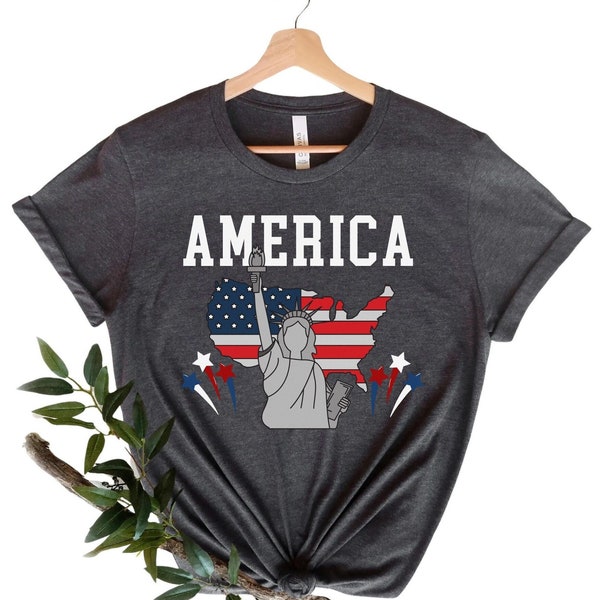 America Statue T shirt, USA Flag Liberty Shirt, Gift For American, 4th Of July Flag Graphic T-Shirt, Freedom TShirt, Independence Shirt