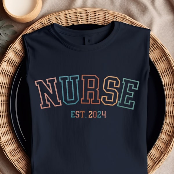 Custom Embroidered Nurse Shirt and Sweatshirt Nurse Sweatshirt Work Cute Nurse Shirt Nurse t-shirt Tshirt RN Nurse Shirt Registered Nurse