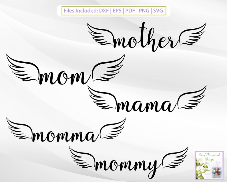 Mom With Angel Wings SVG Mother Wings in Loving Memory Mama Etsy