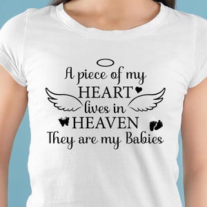 Un morceau de mon coeur vit dans le ciel SVG, ce sont mes bébés, tendre souvenir, deuil, perte de jumeaux, un être cher, téléchargement numérique