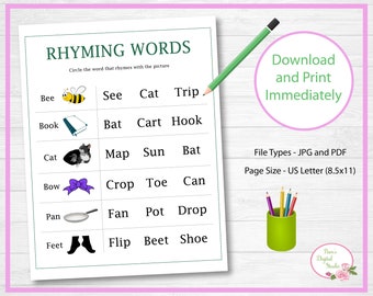 Rhyming Tasche Flash Karten hilft Lehren Kinder Rhyming Wörter 