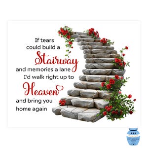 If Tears Could Build A Stairway SVG, In Loving Memory, Red Flowers Stone Stairs, Loss Of Loved One, Funeral Program, Digital Download