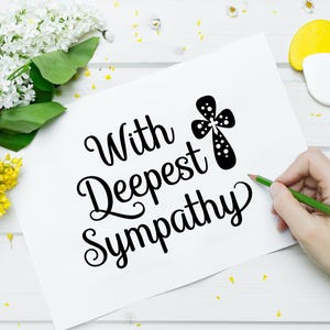 Avec nos plus sincères condoléances SVG, citation de condoléances, en souvenir, croix religieuse, service funèbre, cartes sincères, téléchargement numérique